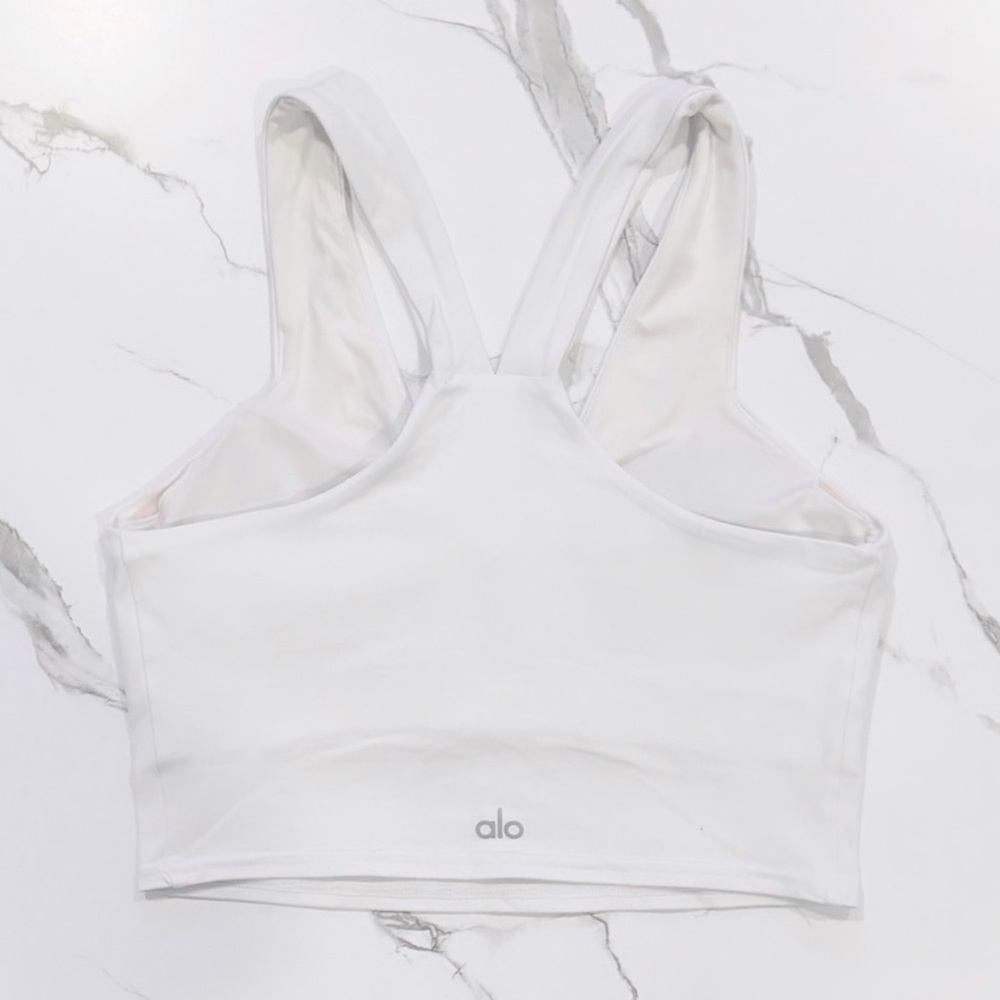 ALO Yoga Airbrush Real Bra Tank White Medium - Picture 4 of 7